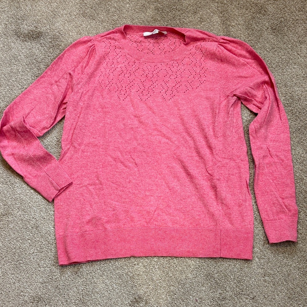 LOFT Pink Textured Knit Sweater